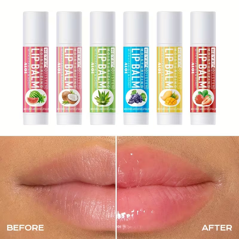6-Piece Fruity Lip Balm Set – Vitamin E & Honey | Deep Hydration & Soft, Kissable Lips