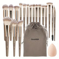 MAANGE 20-Piece Professional Makeup Brush Set – Ultra-Soft Brushes, Beauty Sponge & Luxury Velvet Travel Bag