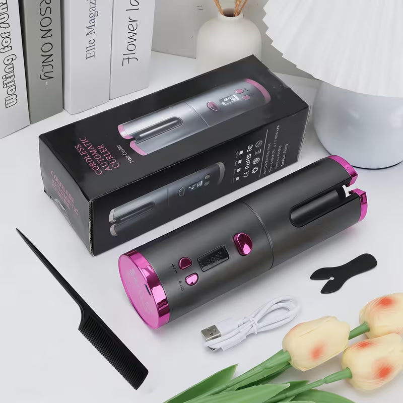 Luxury Cordless Auto Hair Curler – Ceramic, USB Rechargeable & Fast Perfect Curls